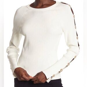 Jonathan Simkhai ivory cutout sleeve ribbed knit top XS